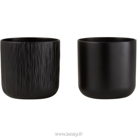 J-Line cachepots de fleur Jolipa J Line Jline Cachepot Gen Ceramique Noir Large Assortiment De 2