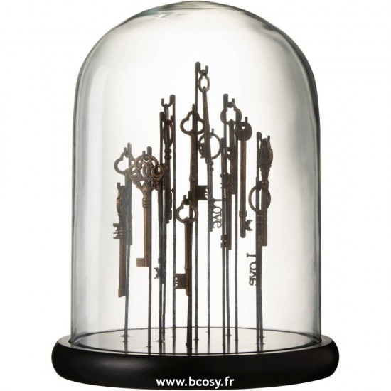 J-Line cloches cuvecles clochettes en verre statuettes Jolipa Jline Cloche Cles Verre Marron Fonce Medium