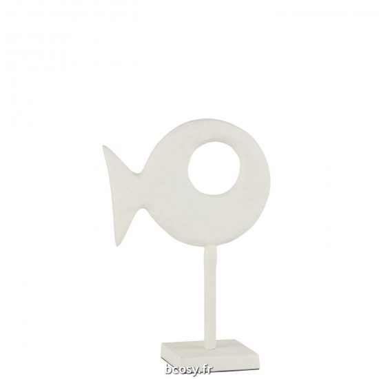 J-Line J Line animal animaux statuettes Jolipa Figurine Poisson Sur Pied Aluminium Blanc Small.