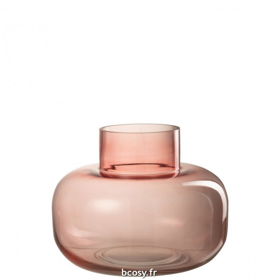J-Line J Line vases Jolipa Vase Plat Rond Verre Rose.