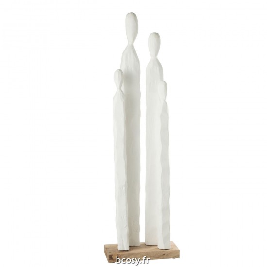 J-Line J Line familles statuettes Jolipa Groupe Personnages Grands Bois Blanc.
