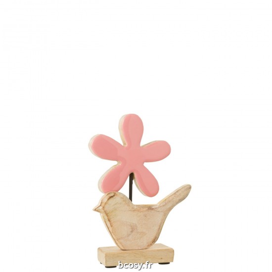 J-Line J Line animal animaux statuettes Jolipa Oiseau Fleur Bois Rose Small.