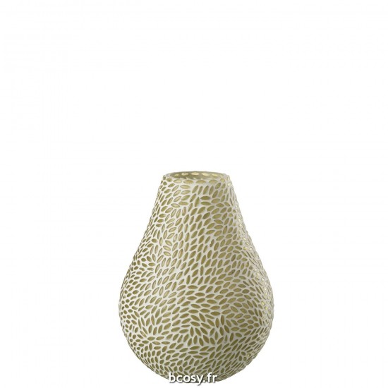 J-Line J Line photophores Jolipa Vase Mosaique Verre Vert Blanc Medium.