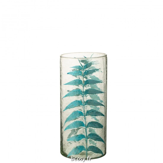 J-Line J Line vases Jolipa Vase Bleu Feuille Verre Medium.