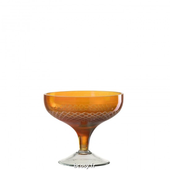 J-Line J Line verres à cocktail coctail Jolipa Verre Sur Pied Rond Verre Orange.