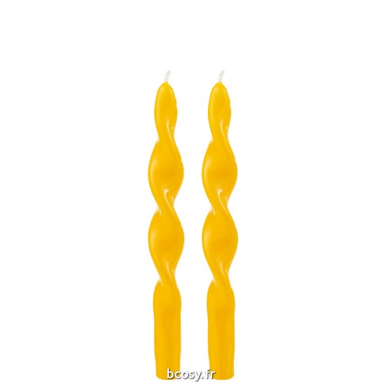 J-Line J Line bougies Jolipa Boite 2 Bougies Torsade Jaune 3H.