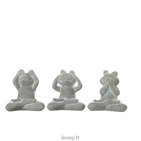 J-Line J Line animal animaux statuettes Jolipa Grenouilles Voir Entendre Ne Rien Dire Gris Assortiment De 3.