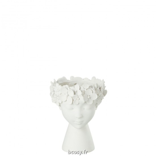J-Line J Line cachepots de fleur Jolipa Cachepot Tete Resine Blanc Small.