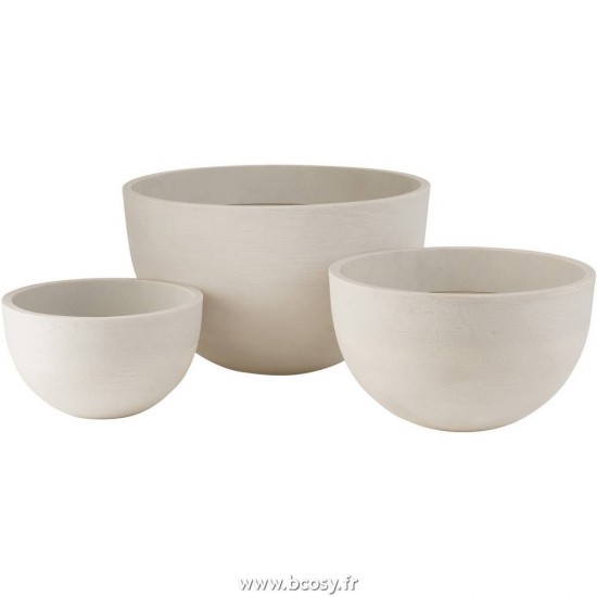 J-Line cachepots de fleur Jolipa Jline Set 3 Cachepots Ronds Ceramique Bas Blanc
