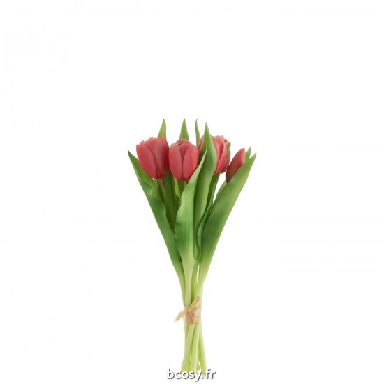 J-Line J Line bouquets de fleurs Jolipa Bouquet Tulipes 7Pieces Pu Rose Vif Small.
