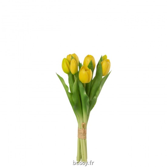 J-Line J Line bouquets de fleurs Jolipa Bouquet Tulipes 7Pieces Pu Jaune Small.