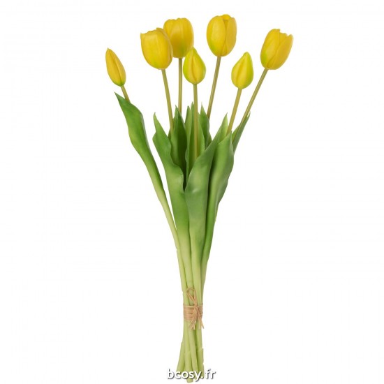 J-Line J Line bouquets de fleurs Jolipa Bouquet Tulipes 7Pieces Pu Jaune Large.