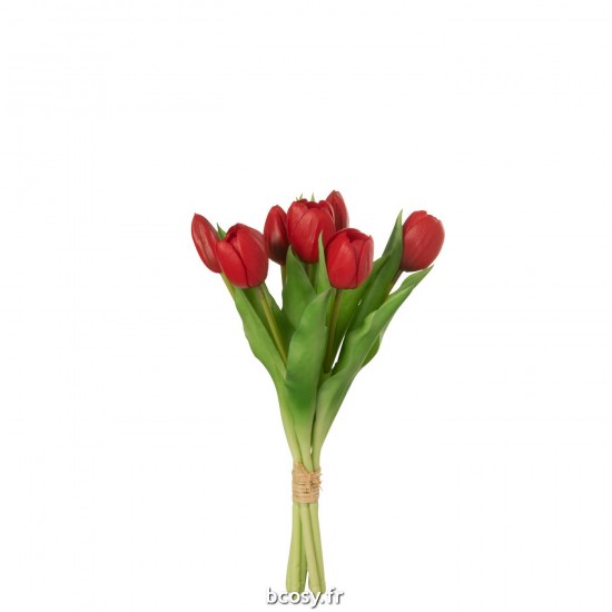 J-Line J Line bouquets de fleurs Jolipa Bouquet Tulipes 7Pieces Pu Rouge Small.