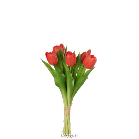 J-Line J Line bouquets de fleurs Jolipa Bouquet Tulipes 7Pieces Pu Rose Corail Small.