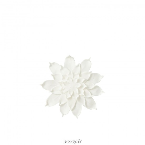 J-Line J Line fleurs decoratifs Jolipa Fleur Suspension Murale Eva Blanc Small.