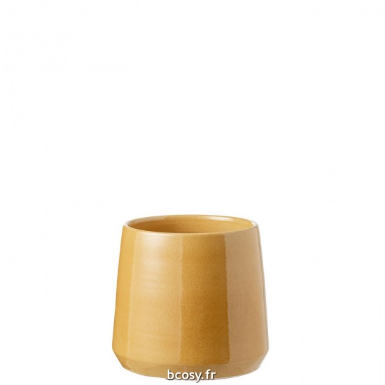 J-Line J Line cachepots de fleur Jolipa Cachepot Rond Ceramique Ocre Medium.