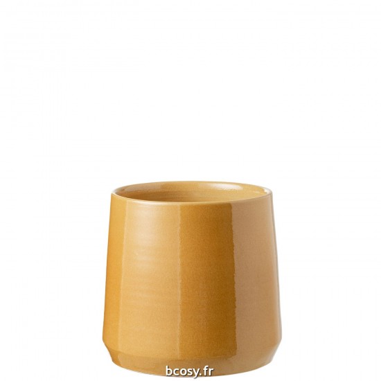 J-Line J Line cachepots de fleur Jolipa Cachepot Rond Ceramique Ocre Large.