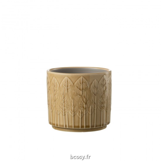 J-Line J Line cachepots de fleur Jolipa Cachepot Feuille Ceramique Beige Medium.