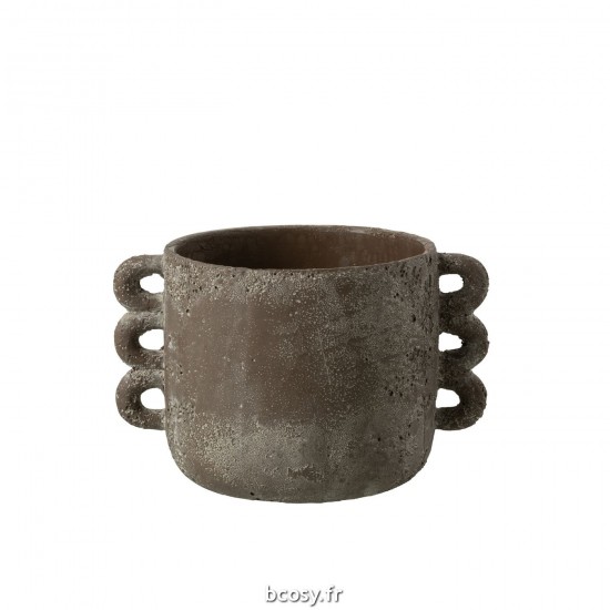 J-Line J Line cachepots de fleur Jolipa Cachepot Celia Ceramique Marron Medium.