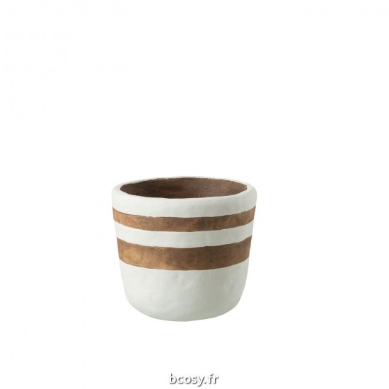 J-Line J Line cachepots de fleur Jolipa Cachepot Kenia Ceramique Blanc Marron Medium.