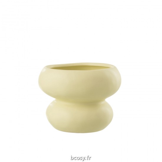 J-Line J Line cachepots de fleur Jolipa Cachepot Cercle Porcelaine Jaune Clair.