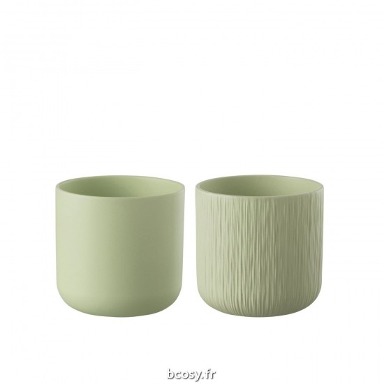 J-Line J Line cachepots de fleur Jolipa Cachepot Gen Ceramique Pistache Large Assortiment De 2.