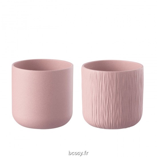 J-Line J Line cachepots de fleur Jolipa Cachepot Gen Ceramique Rose Extra Large Assortiment De 2.