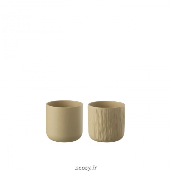 J-Line J Line cachepots de fleur Jolipa Cachepot Gen Ceramique Beige Extra Small Assortiment De 2.