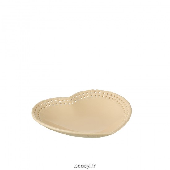 J-Line J Line assiettes Jolipa Assiette Forme De Cœur Ceramique Peche.