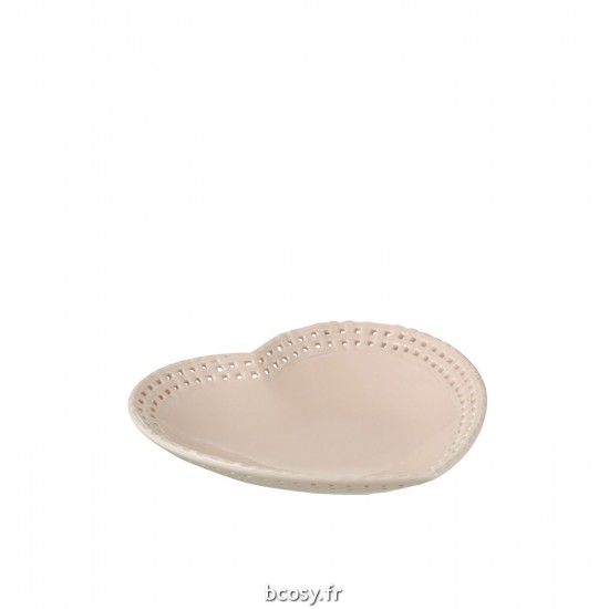 J-Line J Line assiettes Jolipa Assiette Forme De Cœur Ceramique Rose.