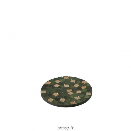 J-Line J Line Bols de décoration Bol de décoration Jolipa Plateau Mosaic Vert Small.