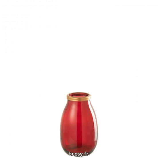 J-Line J Line Grands vases Grand vase Vases hauts Vase haut. Jolipa Vase Bord Or Verre Rouge S.