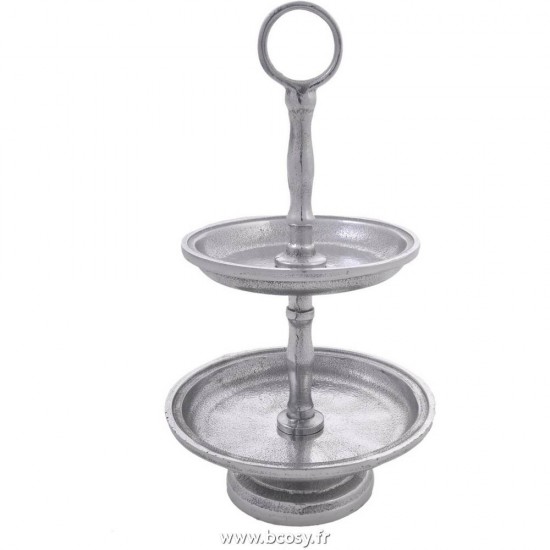 J-Line plateaux aux niveaus Jolipa Jline Plateau 2 Niv Rnd Alu Mat Arg S 15X28Cm