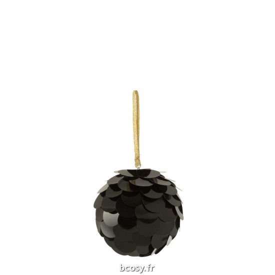 J-Line J Line boules de noel Jolipa Boule Suspension Sequin Plastique Noir.