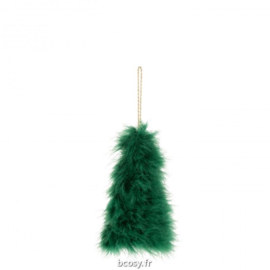 J-Line J Line boules de noel Jolipa Sapin De Noel Suspension Plumes Vert Fonce.