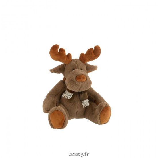 J-Line J Line animals en peluche peluches Jolipa Renne Echarpe Assis Textile Brun Medium.