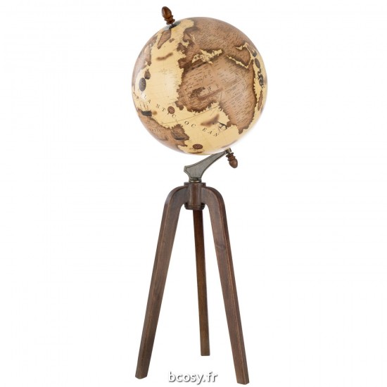 J-Line J Line mappemondes sur pied globes terrestres Jolipa Globe Sur Pied Bois Orange Brun Extra Large.