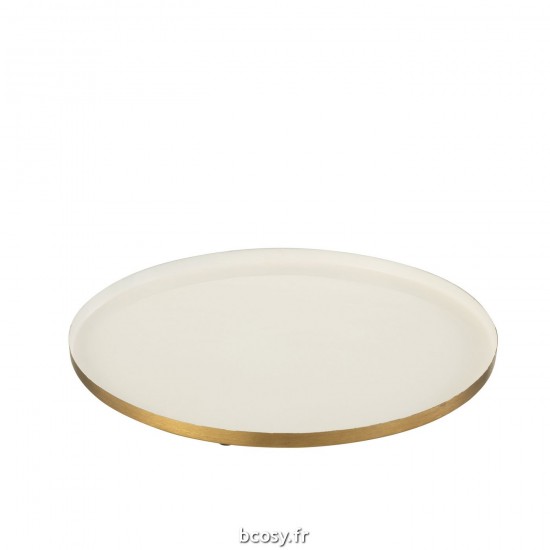 J-Line J Line plats Jolipa Plateau Rond Metal Blanc Or.