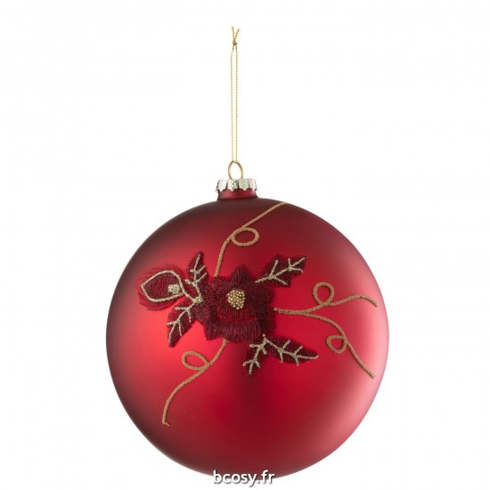 J-Line J Line boules de noel Jolipa Boule De Noel Fleur Verre Rouge Large.