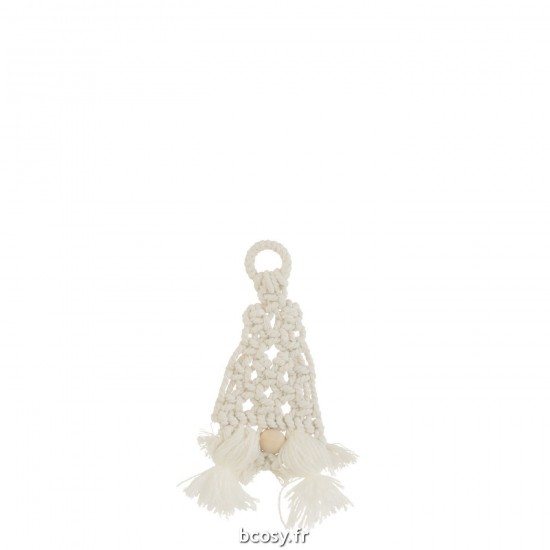 J-Line J Line boules de noel Jolipa Suspension Gnome Coton Blanc.
