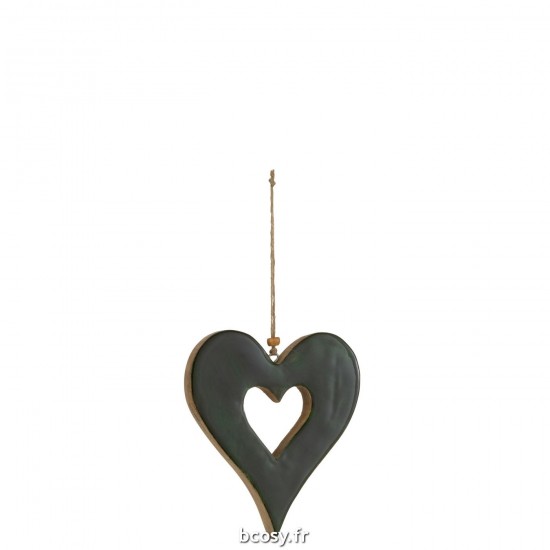 J-Line J Line boules de noel Jolipa Suspension Cœur Bois Vert Large.