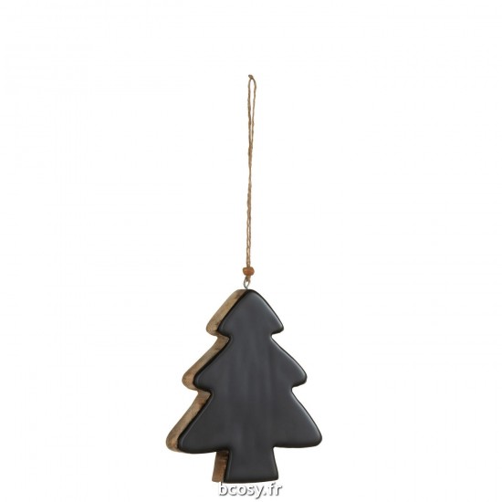 J-Line J Line boules de noel Jolipa Suspension Sapin Bois Noir Large.
