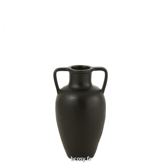 J-Line J Line amphores cruches avec 2 anses Jolipa Vase 2 Anses Terracotta Noir Small.