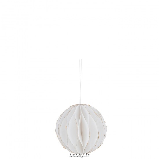 J-Line J Line boules de noel Jolipa Supsension Boule Coton Maché Blanc Or.