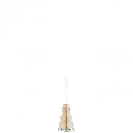 J-Line J Line boules de noel Jolipa Suspension Bonhomme De Neige Papier Creme Blanc Small.