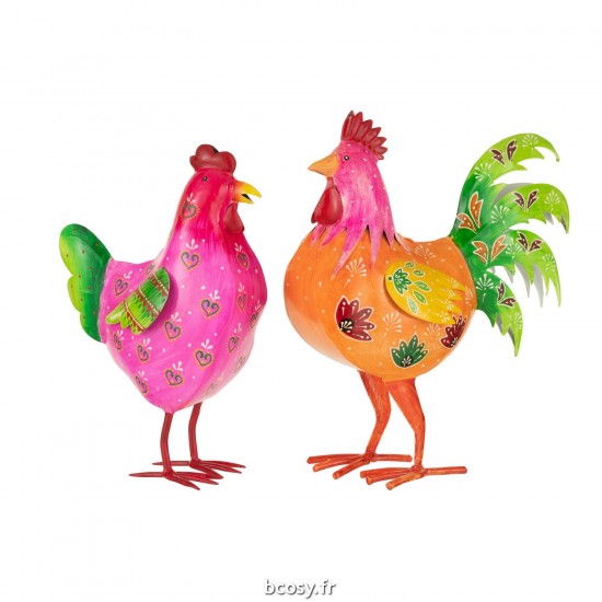 J-Line J Line coqs Jolipa Coq Acier Mix Assortiment De 2 Large.