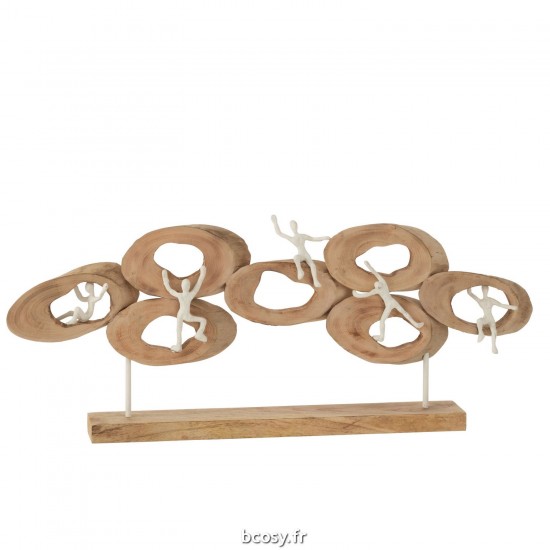 J-Line J Line abstrait Jolipa Personnages 5 Dans Cercle Sur Pied Bois Manguier Naturel.