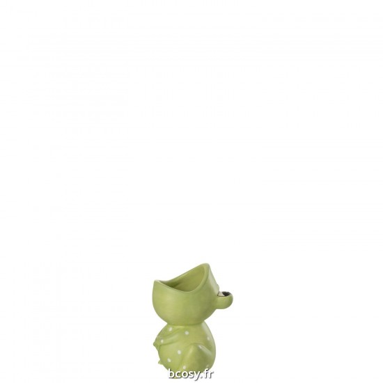 J-Line J Line cachepots de fleur Jolipa Cachepot Grenouille Bouche Ouverte Dolomie Vert Small.