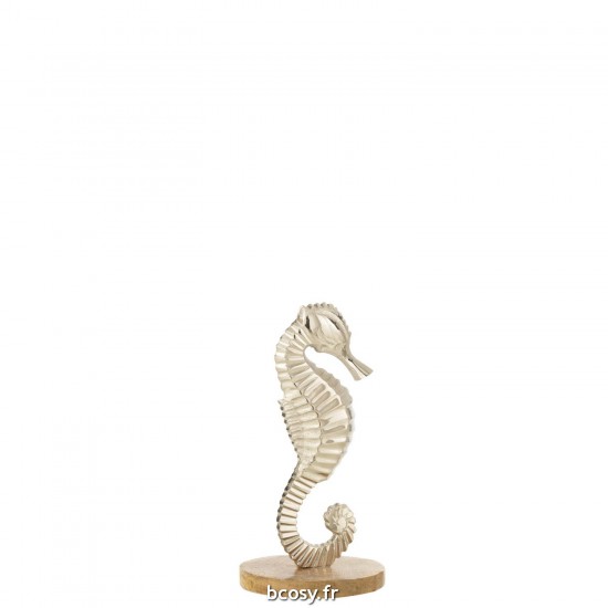 J-Line J Line hippocampes statuettes Jolipa Hippocampe Sur Socle Aluminium Argent Medium.