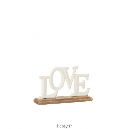 J-Line J Line lettres statuettes Jolipa Love Sur Socle Aluminium Blanc.